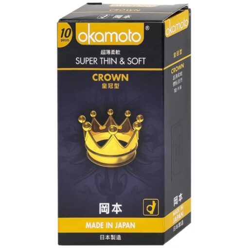 Bao cao su Okamoto Crown kích cỡ nhỏ, siêu mỏng, ngăn ngừa HIV (10 cái)