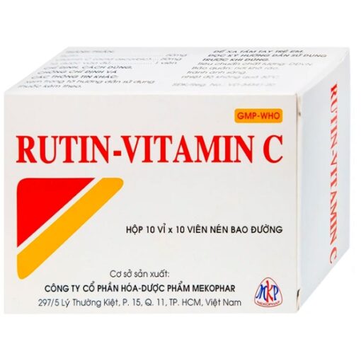 Rutin Vitamin C Mekophar điều trị xơ cứng mạch máu (hộp 100 viên)