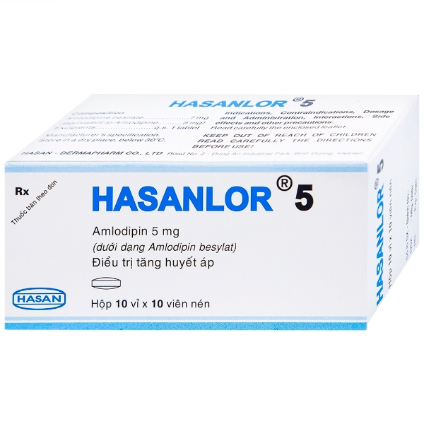 Thuốc Hasanlor 5mg điều trị tăng huyết áp (hộp 10 vỉ x 10 viên)