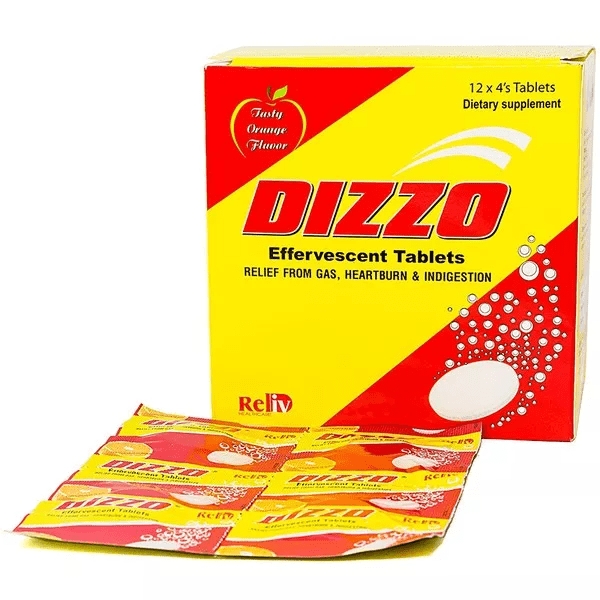 Viên sủi Dizzo Effervescent hỗ trợ giảm đầy hơi, khó tiêu (hộp 48 viên)