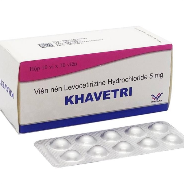 Khavetri (Levocetirizine) giảm các triệu chứng của viêm mũi dị ứng (hộp 100 viên)