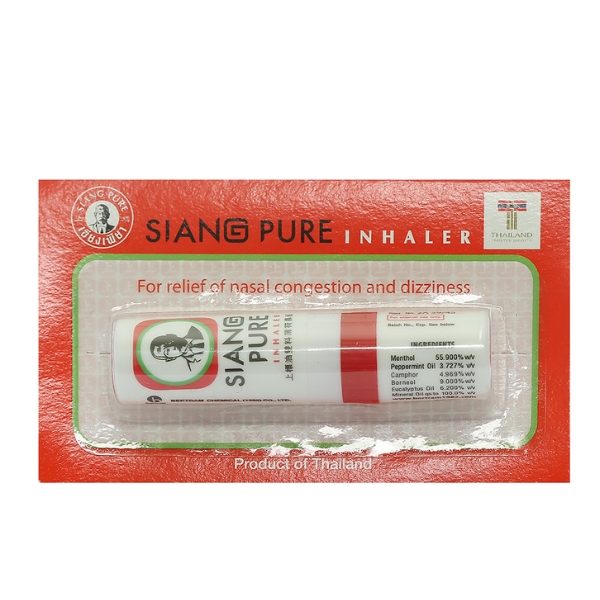 Ống hít Siang Pure Inhaler Thailand trị cảm cúm, nghẹt mũi (ống 2ml)