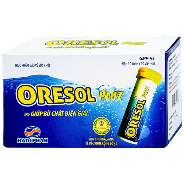 Viên sủi Oresol Pluz Hadiphar giúp bù chất điện giải (tuýp 10 viên)