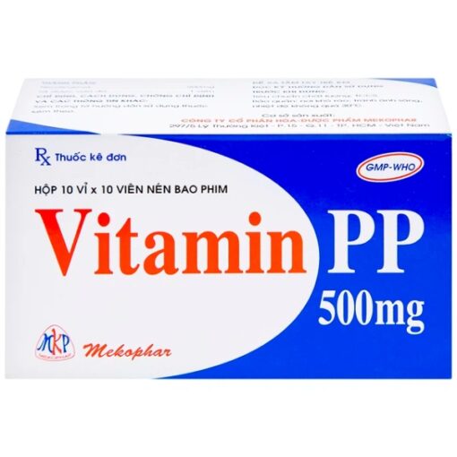 Vitamin PP 500mg Mekophar điều trị tình trạng thiếu Nicotinamide (hộp 100 viên)