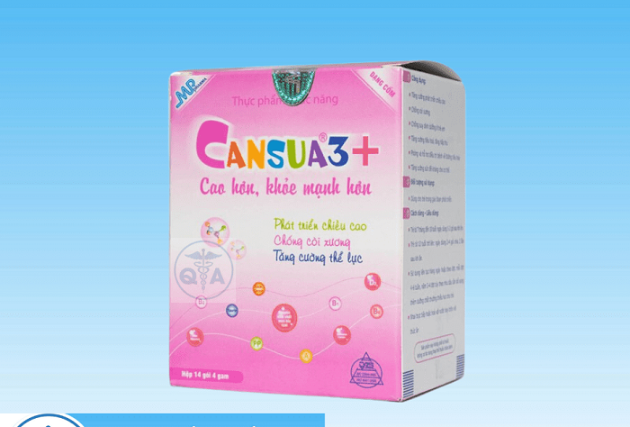 Cốm hỗ trợ cường phát triển chiều cao, hỗ trợ chống còi xương, chống suy dinh dưỡng ở trẻ em Cansua 3+( Hộp 14 gói )