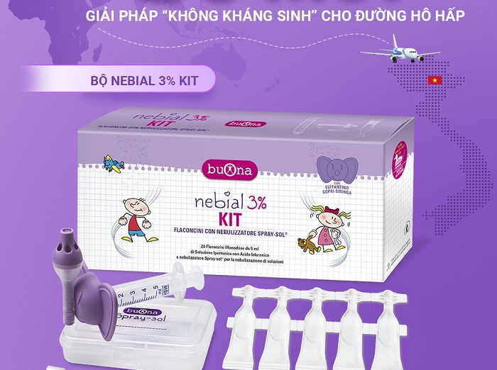 Dung dịch muối ưu trương nhỏ mũi Buona Nebial 3% giảm khô mũi, chống sung huyết mũi (20 ống)