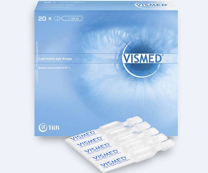 Dung dịch nhỏ mắt Vismed TRB Chemedica dùng cho khô mắt hoặc tổn thương bề mặt nhãn cầu (20 ống x 0.3 ml)