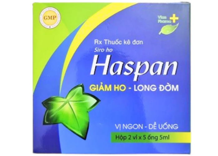 Siro ho Haspan điều trị ho khan, ho đờm (2 vỉ x 5 ống 5ml)