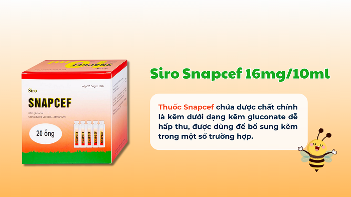 Siro Snapcef 16mg/10ml Hải Dương bổ sung kẽm, tăng cường sức đề kháng (20 ống x 10ml)