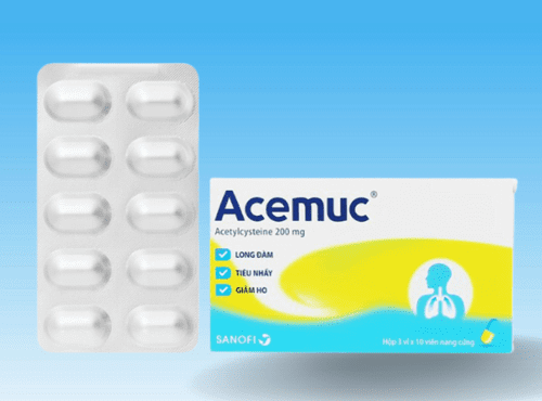 Thuốc Acemuc 200mg Sanofi long đàm, tiêu nhầy, giảm ho (3 vỉ x 10 viên)