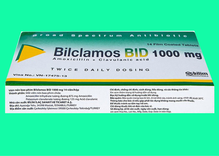 Thuốc Bilclamos Bid 1000mg Bilim Ilac điều trị nhiễm khuẩn (2 vỉ x 7 viên)