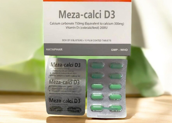 Thuốc Meza-calci D3 bổ sung calci và vitamin D cho người lớn tuổi (6 vỉ x 10 viên)