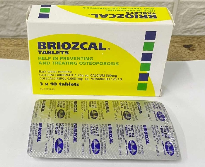 Thuốc Briozcal Bridge Healthcare dự phòng và điều trị thiếu hụt calci, vitamin D3 (3 vỉ x 10 viên)