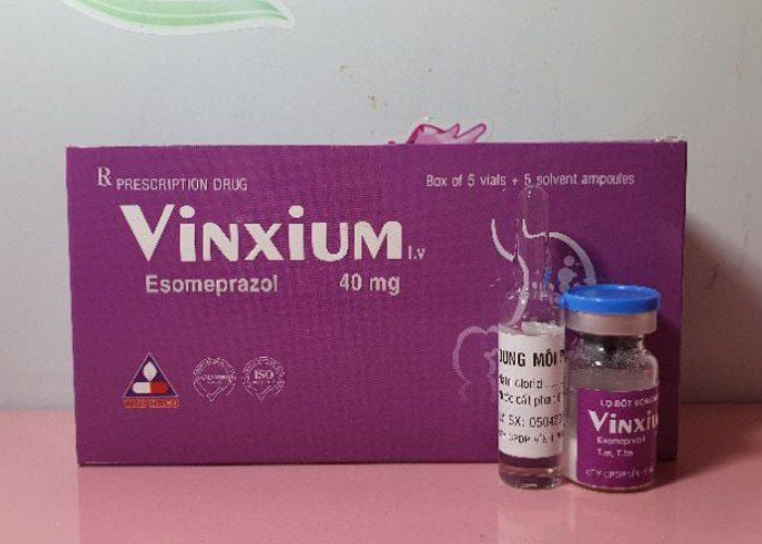Thuốc Vinxium 40mg điều trị bệnh trào ngược dạ dày thực quản (Hộp 5 lọ+5 ống dung môi NaCl 0,9% 5ml)