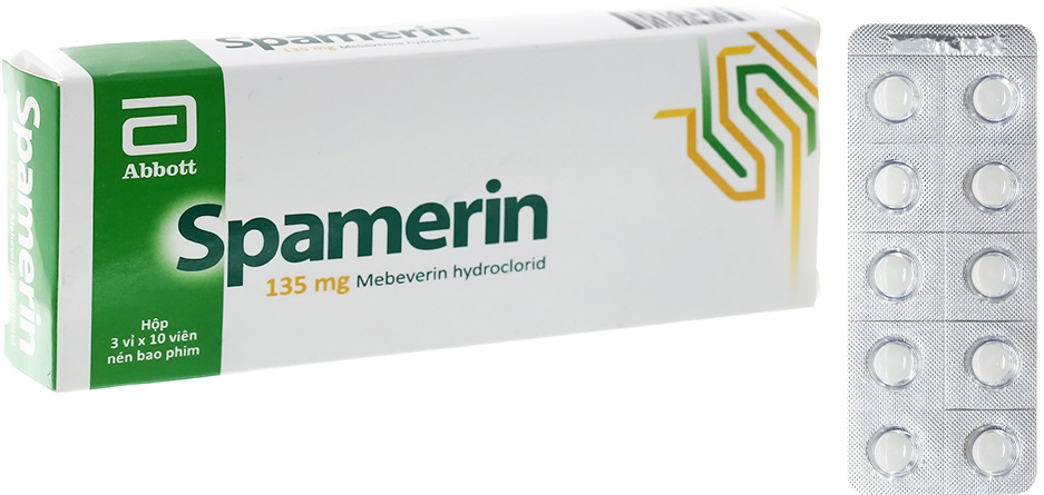 Thuốc Spamerin 135mg Abbott điều trị hội chứng ruột kích thích, đau bụng và đau quặn bụng, tiêu chảy (30 viên)