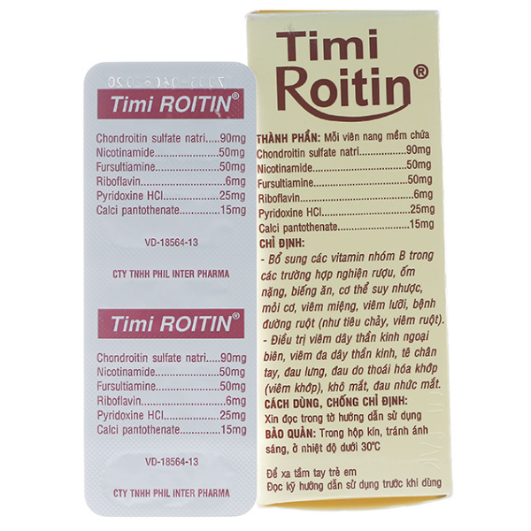 Thuốc Timi Roitin bổ sung các vitamin nhóm B (24 vỉ x 5 viên)