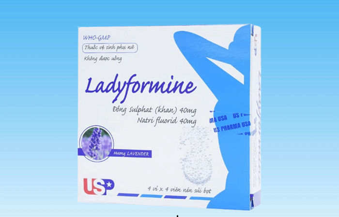 Thuốc vệ sinh phụ nữ Ladyformine USP vệ sinh vùng kín sau sinh, hành kinh, khí hư, viêm ngứa (4 vỉ x 4 viên)