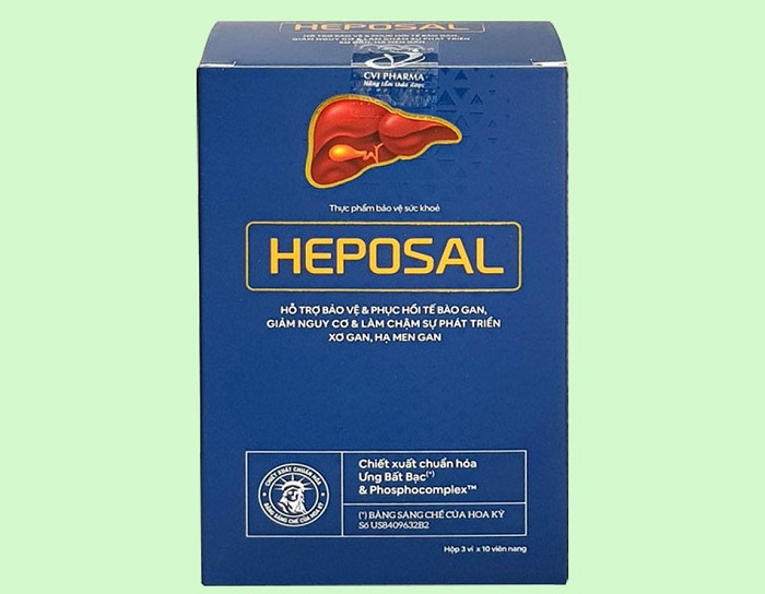 Viên uống Heposal hỗ trợ tăng cường chức năng gan, bảo vệ và phục hồi tế bào gan (3 vỉ x 10 viên)