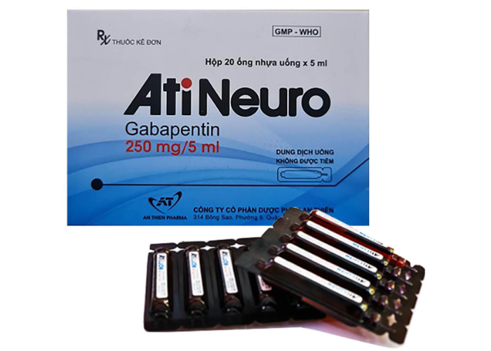 Thuốc AtiNeuro Gabapentin 250mg/5ml An Thiên điều trị động kinh cục bộ (20 ống)