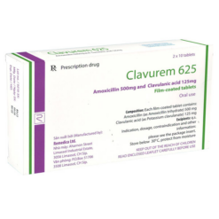 Thuốc Clamodia 625mg Remedica điều trị viêm xoang, viêm tai giữa, viêm phế quản (2 vỉ x 10 viên)