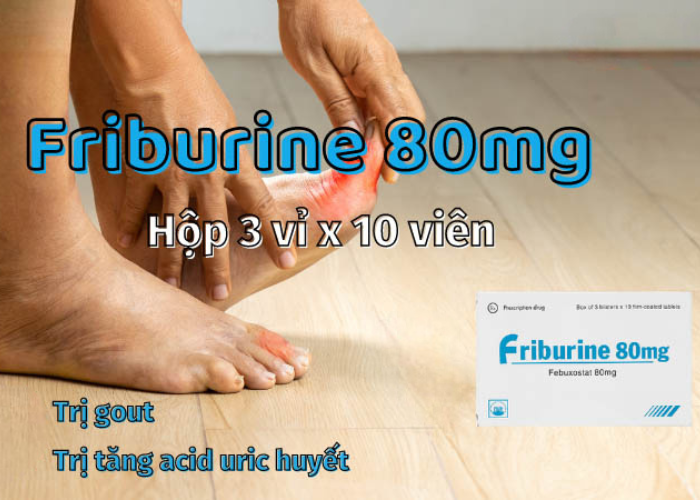 Thuốc Friburine 80mg Pymepharco điều trị acid uric, gout (3 vỉ x 10 viên)