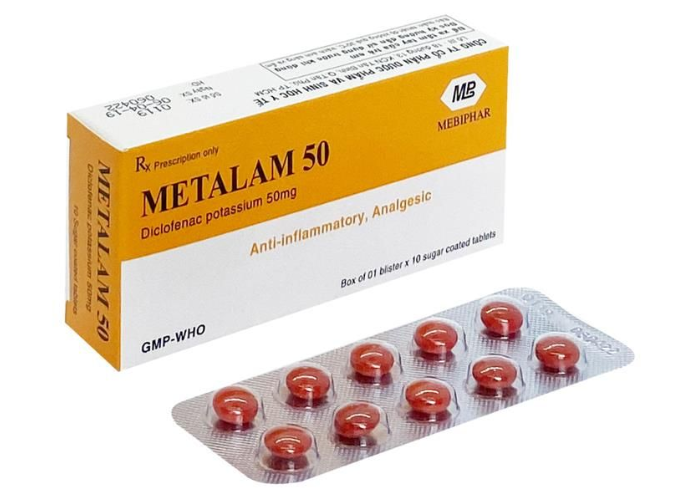 Thuốc kháng viêm Metalam 50mg Mebiphar (Hộp 1 vỉ × 10 viên)