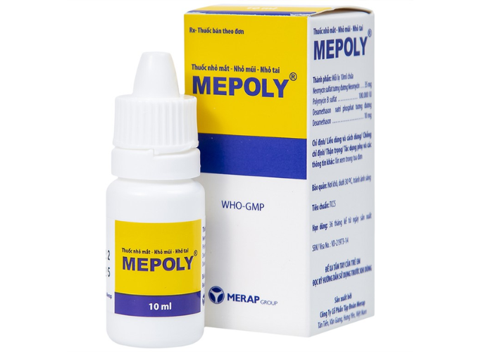 Thuốc Mepoly Merap dùng cho viêm kết mạc, mi mắt, viêm mũi, viêm tai (10ml)