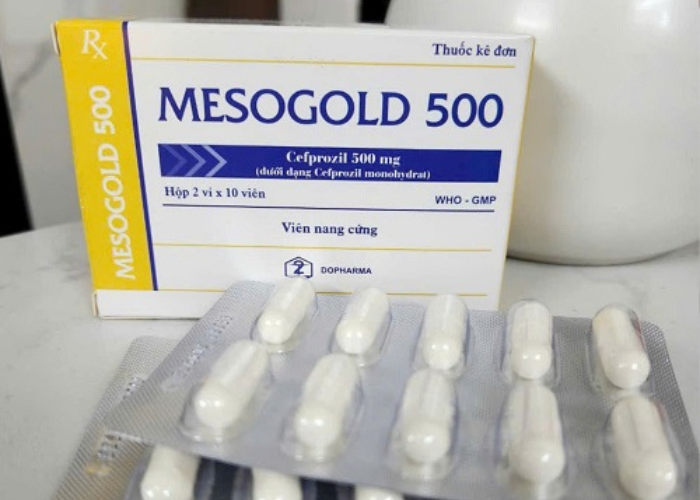 Thuốc Mesogold 500mg Dopharma điều trị nhiễm trùng đường hô hấp (2 vỉ x 10 viên)