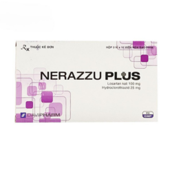 Thuốc Nerazzu-plus 100mg/25mg Davipharm giảm nguy cơ đột quỵ và điều trị tăng huyết áp (Hộp 3 vỉ x 10 viên)