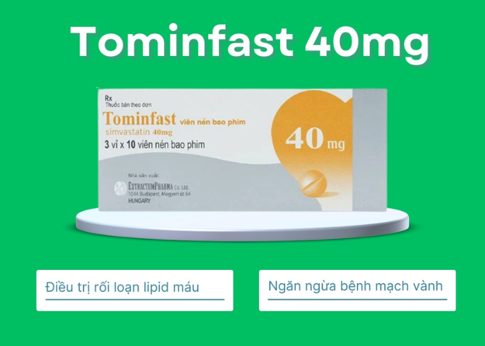 Thuốc Tominfast 40mg Extra điều trị ngăn ngừa bệnh mạch vành (3 vỉ x 10 viên)