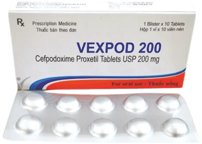 Vexpod 200 Akums Drugs điều trị nhiễm khuẩn (1 vỉ x 12 viên)