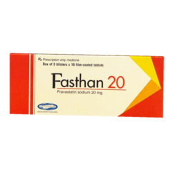 Viên nén bao phim Fasthan 20 20mg Savi điều trị rối loạn lipid máu, dự phòng biến cố tim mạch điều trị hạ Cholesterol máu (Hộp 3 vỉ x 10 viên)