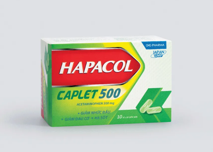 Hapacol Caplet 500 DHG Pharma giảm đau và hạ sốt (10 vỉ x 10 viên)