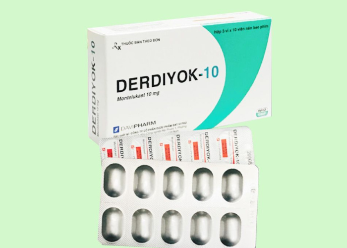 Viên nén Derdiyok 10mg Davipharm điều trị hỗ trợ bệnh hen mạn tính (Hộp 3 vỉ x 10 viên)