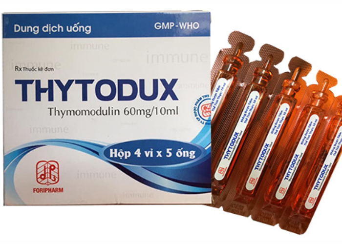 Dung dịch uống Thytodux hỗ trợ dự phòng tái phát nhiễm khuẩn hô hấp (Hộp 4 vỉ x 5 ống)