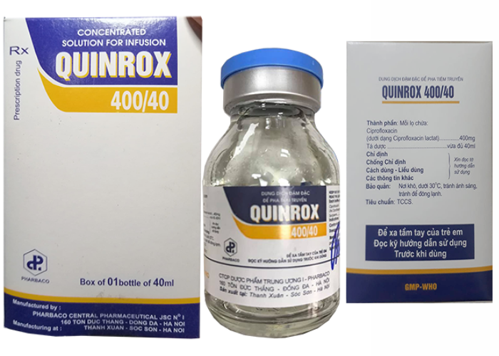 Quinrox 400/40 Pharbaco điều trị tình trạng nhiễm khuẩn nặng (Hộp 01 lọ x 40ml)