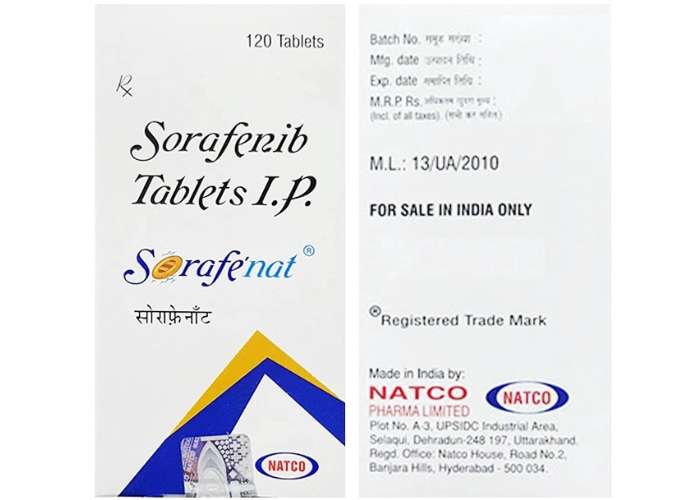 Sorafenat 200mg Natco Pharma điều trị ung thư gan, thận (Hộp 120 viên)