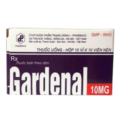 Thuốc Gardenal 10mg Pharbaco trị động kinh, co giật, vàng da sơ sinh (Hộp 10 vỉ x 10 viên)