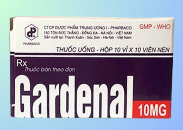 Thuốc Gardenal 10mg Pharbaco trị động kinh, co giật, vàng da sơ sinh (Hộp 10 vỉ x 10 viên)