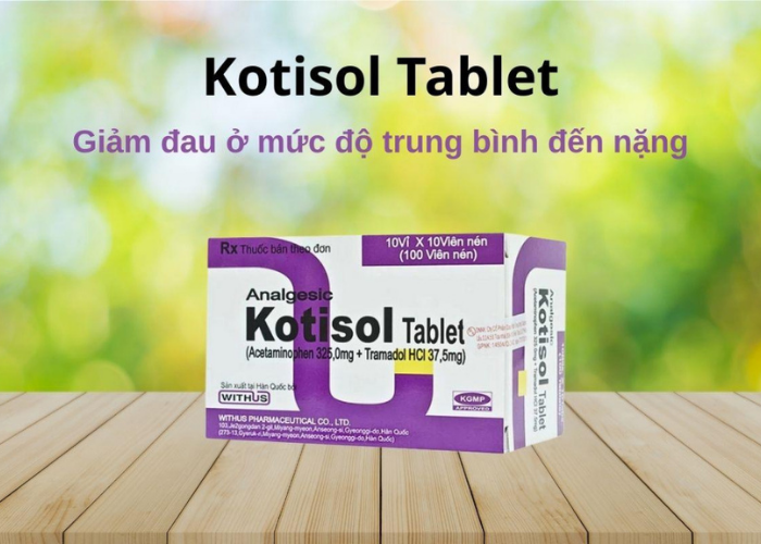Thuốc Kotisol Withus điều trị các cơn đau từ trung bình đến nặng (hộp 10 vỉ x 10 viên)