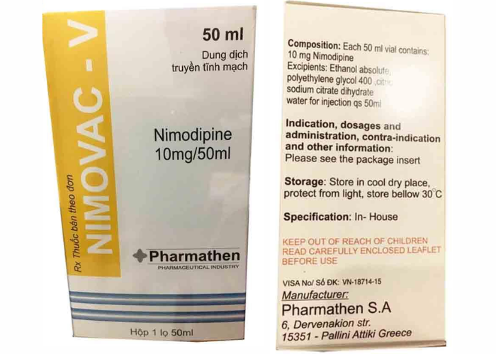 Thuốc Nimovac-V Pharmathen điều trị xuất huyết dưới màng nhện và thiếu máu cục bộ hiệu quả (Hộp 1 lọ 50ml)