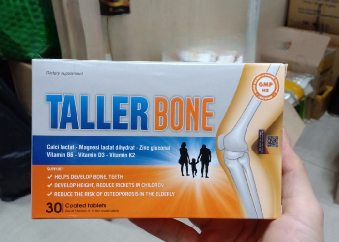 Thuốc Taller Bone Dolexphar bổ sung canxi, vitamin D3 cho cơ thể, giúp xương và răng phát triển (Hộp 3 vỉ x 10 viên)