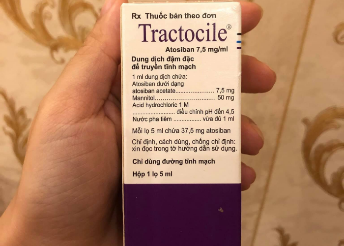 Thuốc Tractocile 7.5mg Ferring có tác dụng thúc đẻ, cầm máu sau đẻ và chống đẻ non (Hộp 1 lọ 5ml)