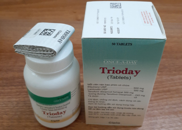Thuốc Trioday Cipla phòng ngừa hỗ trợ điều trị HIV (hộp 1 lọ x 30 viên)