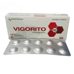 Thuốc Vigorito Davipharm kiểm soát đường huyết ở bệnh đái tháo đường típ 2 (3 vỉ x 10 viên)