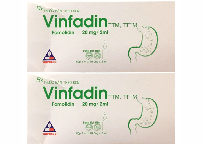 Thuốc Vinfadin 20mg/2ml VINPHACO điều trị viêm loét dạ dày, tá tràng, viêm thực quản trào ngược (Hộp 1 vỉ x 10 ống x 2ml)
