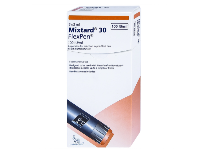 Bút tiêm Mixtard 30 Flexpen 100 IU/ml Novo Nordisk điều trị bệnh đái tháo đường (5 cây x 3ml)