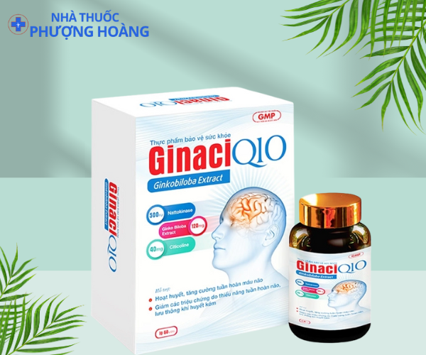 Viên uống Ginaci Q10 Dragon hỗ trợ hoạt huyết, tuần hoàn máo não (Hộp 60 viên)