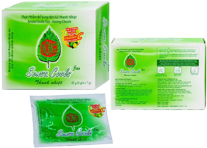Bột sủi Sensa Cools Enesis giúp thanh nhiệt cơ thể và tăng cường sức đề kháng (Hộp 6 gói x 7g)