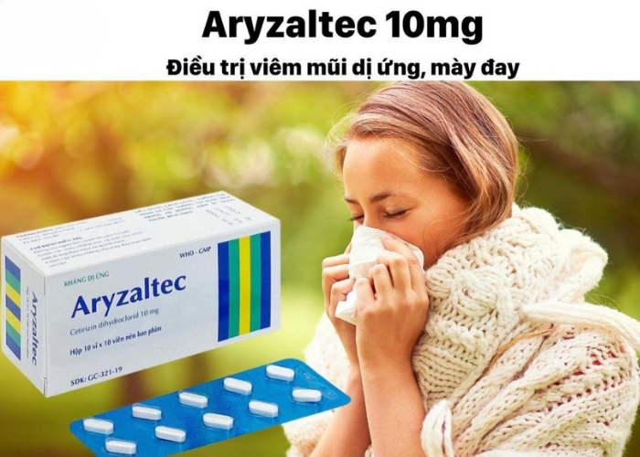 Thuốc Aryzaltec 10mg Thành Nam điều trị viêm mũi dị ứng, mày đay (Hộp 10 vỉ x 10 viên)